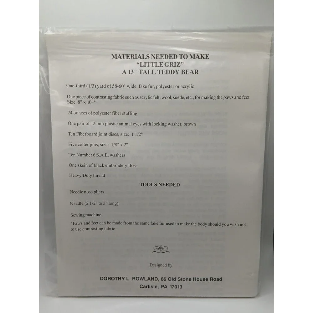 2) Dorothy L. Rowland Pattern & Instructions For Making 